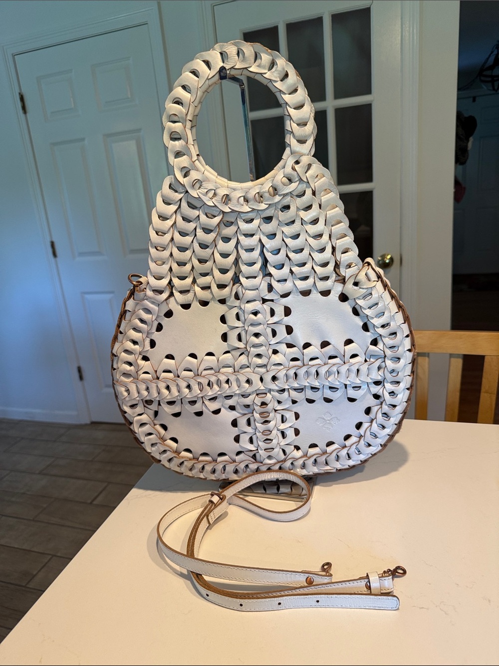 Patricia Nash  Ticci White Woven Circle-Handle Shoulder Bag